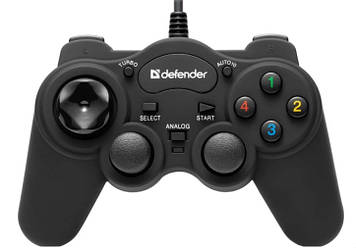Геймпад дротовий Defender Game Racer Turbo GT USB-PS 12 кнопок (Чорний)
