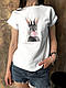 Жіноча футболка з принтом Кролик з жуйкою зі спущеним плечем, фото 3