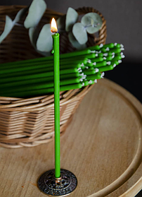 Зелені тонкі свічки 20 см