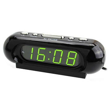 Мережевий годинник будильник VST-716-2 зелені цифри (220V)