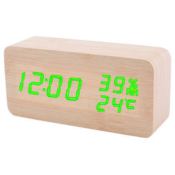 Мережевий настільний годинник VST-862S-4 термометр і гігрометр (USB ААА) Жовтий корпус і зелені цифри