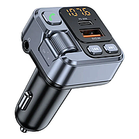 Автомобільний FM ФМ-модулятор Terra T16, Bluetooth 5.1, трансмітер, вольтметр, заряджання QC 3.0 і PD 30W