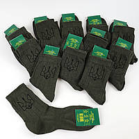 Чоловічі тактичні шкарпетки літні з гербом України Олива, в упаковці 12 пар