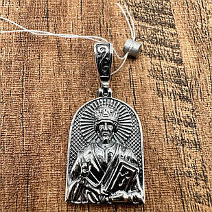 Срібна чорнена підвіска Микола Чудотворець срібло 925 проби