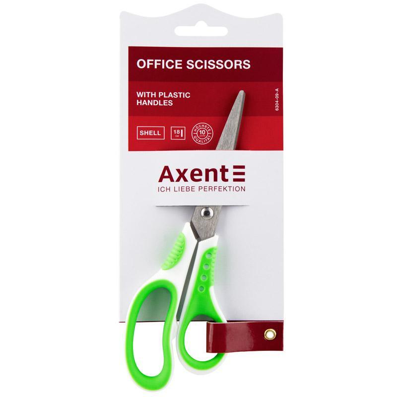 Ножницы канцелярские офисные 18 см Axent Shell 6304 бело-салатовые - фото 1 - id-p1855958262