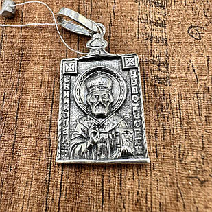Чорнена срібна підвіска Микола Чудотворець кулон 925 проби