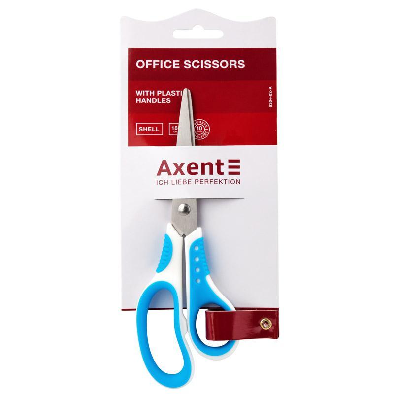Ножницы канцелярские офисные 18 см Axent Shell 6304 бело-голубые - фото 1 - id-p1855965247