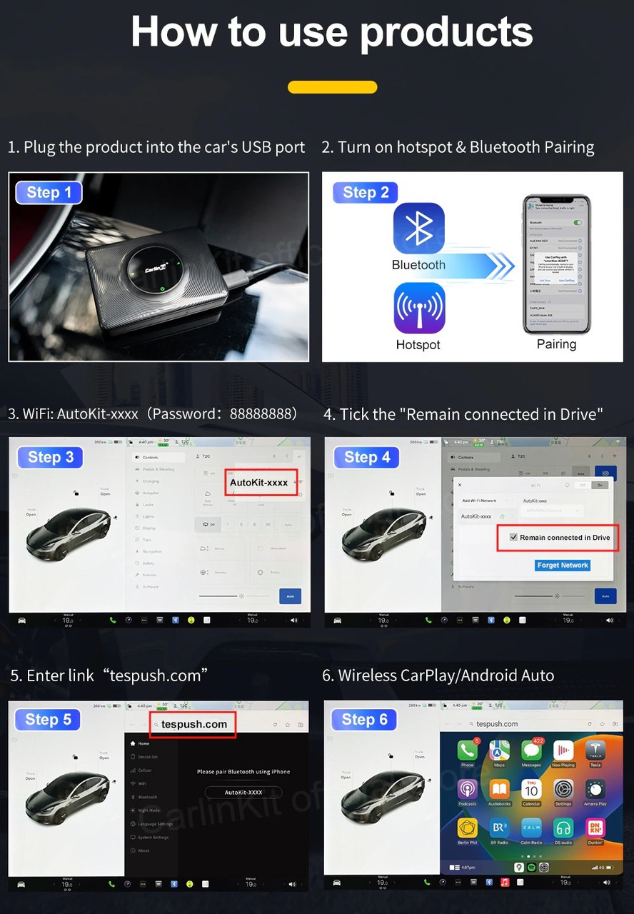 CarlinKit T2C for Tesla - беспроводной Apple CarPlay / Android Auto - фото 8 - id-p1855982961