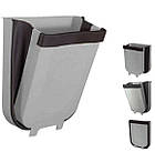 Сміттєвий контейнер складаний KITCHEN FLEXIBLE для підвішування на дверцята. Розкладне відро для сміття Сіре, фото 3