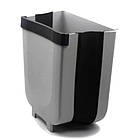 Сміттєвий контейнер складаний KITCHEN FLEXIBLE для підвішування на дверцята. Розкладне відро для сміття Сіре, фото 2