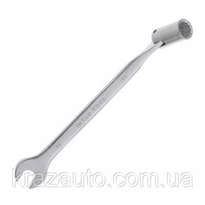 Ключ ріжково-накидний шарнірний 11 мм Cr-V, покриття сатин-хром INTERTOOL XT-1411