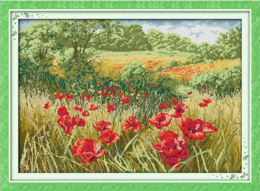 Набір для вишивання за нанесеною на канву схемою "Beautiful Flowers (1). AIDA 14CT printed 56*41 см
