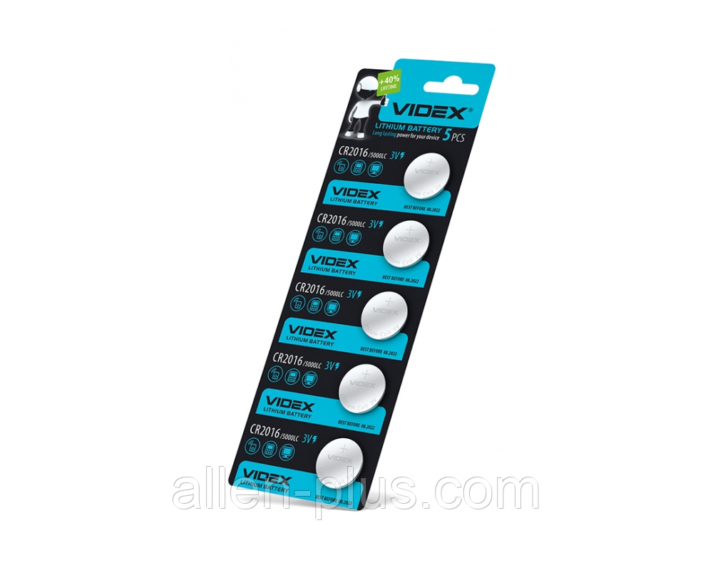 Батарейка літієва Videx CR2016 3 V 5 pc BLISTER CARD