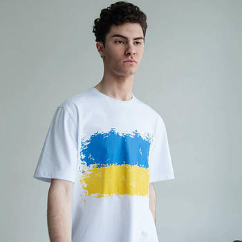 Чоловіча футболка з принтом прапор України JERT колір Білий, розмір L mebelime