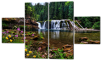 Модульная картина Водопад. Лес
