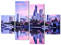 Модульная картина Ночной городской пейзаж - Мельбурн Нетканый материал, 146x108