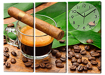 Модульна картина з трьох частин Зерна кави і сигара