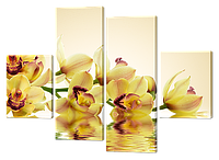 Модульная картина Орхидеи, вода Натуральный холст, 126x93