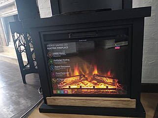 Декоративний підлоговий електрокамін обігрівач з порталом, камінокомплекти для квартири Tagu Hagen чорний