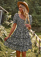 Платье женское летнее романтичное повседневное Сарафан с открытыми плечами модный с цветочным принтом на лето