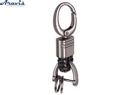 Брелок для ключів шкірзам плетений з карабіном MINI чорний