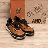 Літні кросівки коричневі шкіряні чоловічі, фото 2