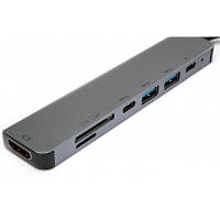 Концентратор Vinga Type-C to 4K HDMI+2*USB3.0+SD+TF+PD+USB-C 3.1 Gen1 aluminium (VCPHTC7AL), фото 3