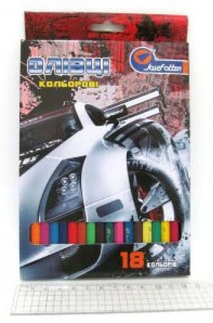 Олівці пластик 12 кольорів No 1051AA-12 Racing car у картоні, фото 1