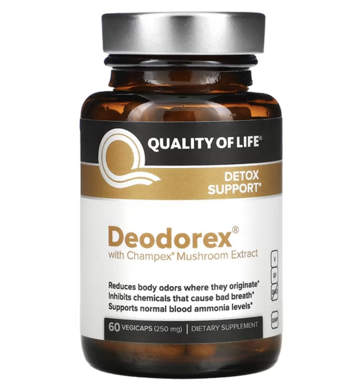 Quality Of Life Labs, Deodorex, З Екстрактом Гриба Champex, 250 Мг, 60