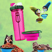 Пляшка подвійна для собак і кішок для води зі складаною мискою H-DuOTM with Companion Cup