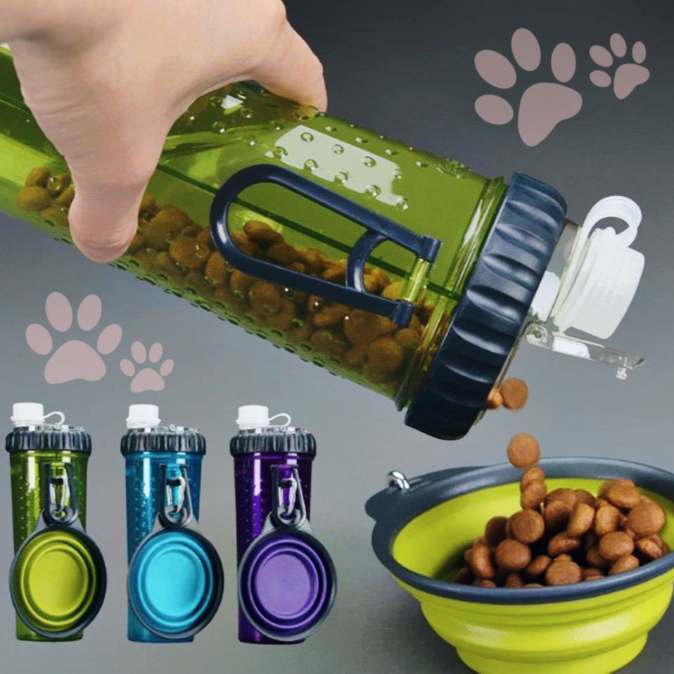 Пляшка подвійна для собак і кішок для води зі складаною мискою H-DuOTM with Companion Cup