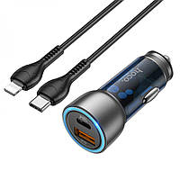 Автомобильное зарядное устройство Hoco NZ8 + кабель Type-C на Lightning (PD43W, Type-C+USB, в прикуриватель)