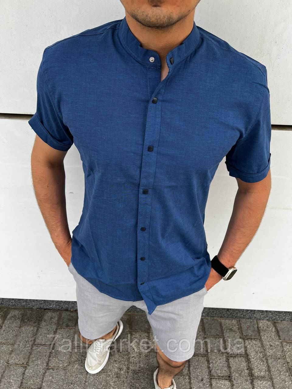 Сорочка чоловіча літня, стійка, батал розміри 3XL-6XL (5 кв) "TURHAN" недорого від прямого постачальника