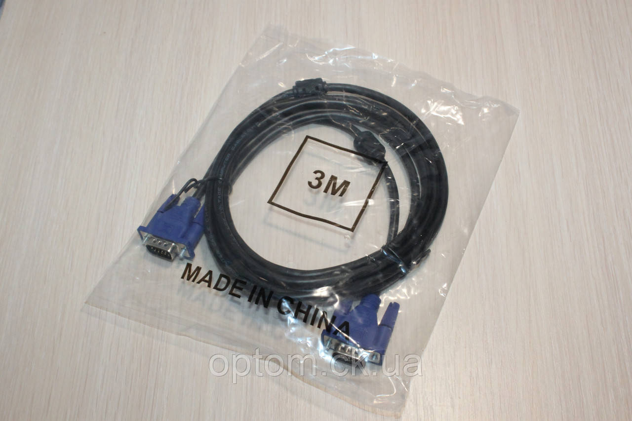 Відеокабель VGA 3m синій/чорний