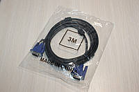 Видео-кабель VGA 3m синий/чёрный
