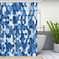 Шторка для ванной комнаты люкс качество | Шторка для душа водонепроницаема Bathlux 180 x 180 , Синяя с принтом