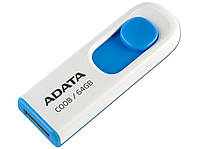 Флешка A-DATA USB накопитель 2.0 C008 64Gb, цвет белый/синий