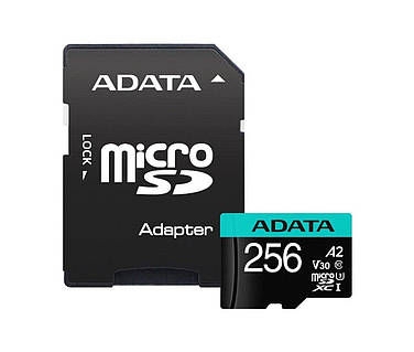 Карта памяти MicroSDXC A-DATA Premier Pro 256Gb Class 10 V30S A2 AUSDX256GUI3V30SA2-RA1