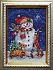 Набір для вишивання за нанесеною на канву схемою "Midnight snowman". AIDA 14CT printed, 21*30 см, фото 6