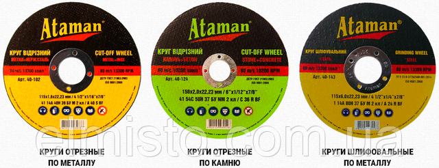 Відрізні круги тм ATAMAN