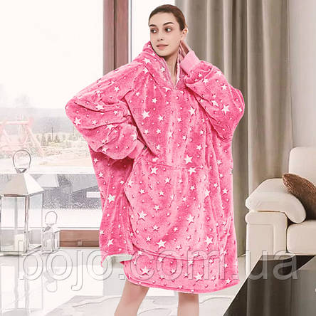 Худі-плед, що світиться Stars dream для дітей та дорослих з капюшоном JN-104, Рожевий / 1, фото 1