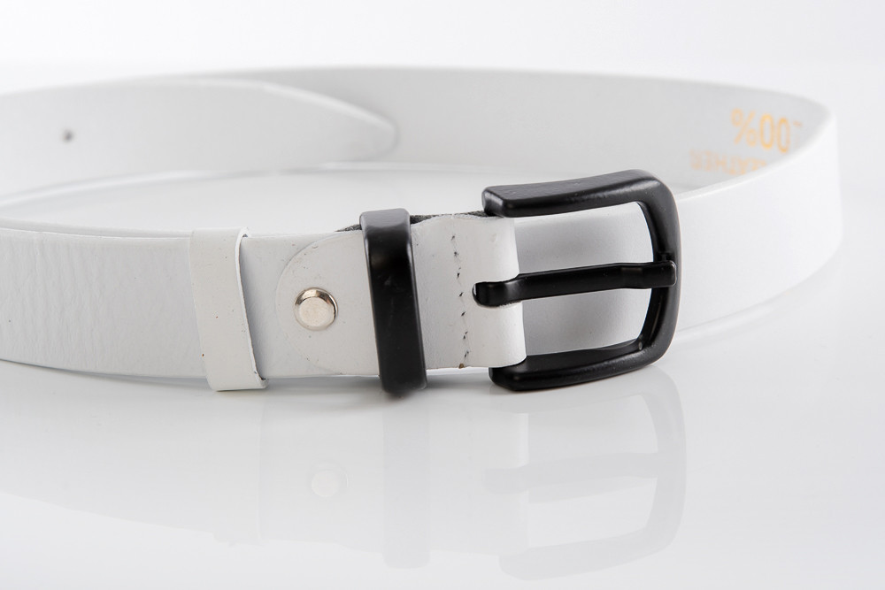 Ремінь жіночий шкіряний білий з пряжкою чорною 3008 (2000000102849), фото 1
