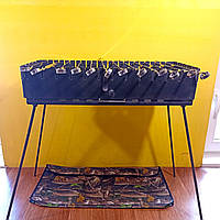 Мангал-валіза 3мм з чохолом та шомпурами 12шт. Розкладний двоярусний мангал на 12 шампурів зі зйомними ніжками.