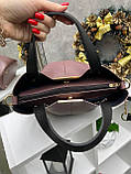 Велика жіноча сумка темно-пудрова містка елегантна сумка через плече шкіряна з екошкіри сумка, фото 4