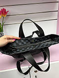 Стильна сумка жіноча велика в клітинку чорна містка сумка шопер тоут з екошкіри вміщує А4, фото 4