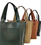 Модна жіноча сумка мокко якісна сумка шоппер на плече сумка тоут на руку сумка з екошкіри вміщує А4, фото 8