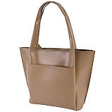 Модна жіноча сумка мокко якісна сумка шоппер на плече сумка тоут на руку сумка з екошкіри вміщує А4, фото 3