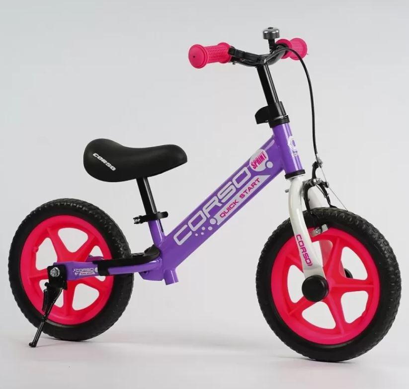 Велосипед для ребенка без педалей, беговелик фиолетовый, детский беговел велобег corso биговел велобалансир - фото 1 - id-p1856264168