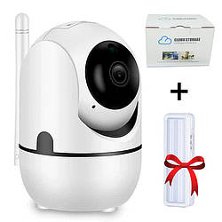 Бездротова IP відеокамера з WiFi та інфрачервоним підсвічуванням + Подарунок LED лампа / Поворотна камера відеоспостереження
