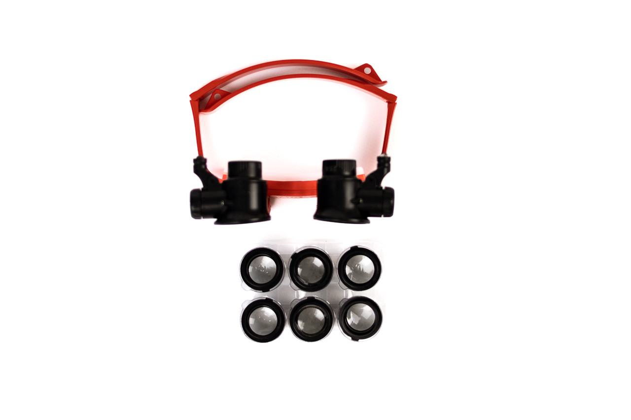 Лупи на голову з підсвіткою YATO 2 LED, 4 пари з кратністю: х10, х15, х20, х25
